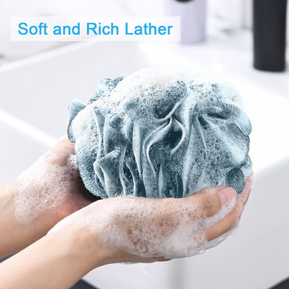 AmazerBath Loofah Sponge 75g/Piece, Loofah for Men Body Scrubber - Bath Sponge Loofa Set of 4 Black (Large)