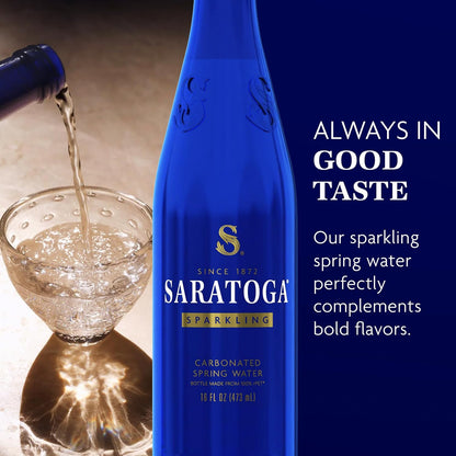 Saratoga Sparkling Water Bottles, 24-Pack – Carbonated Spring Bottled Water – Recycled PET Plastic Bottles – 16 Fl Oz