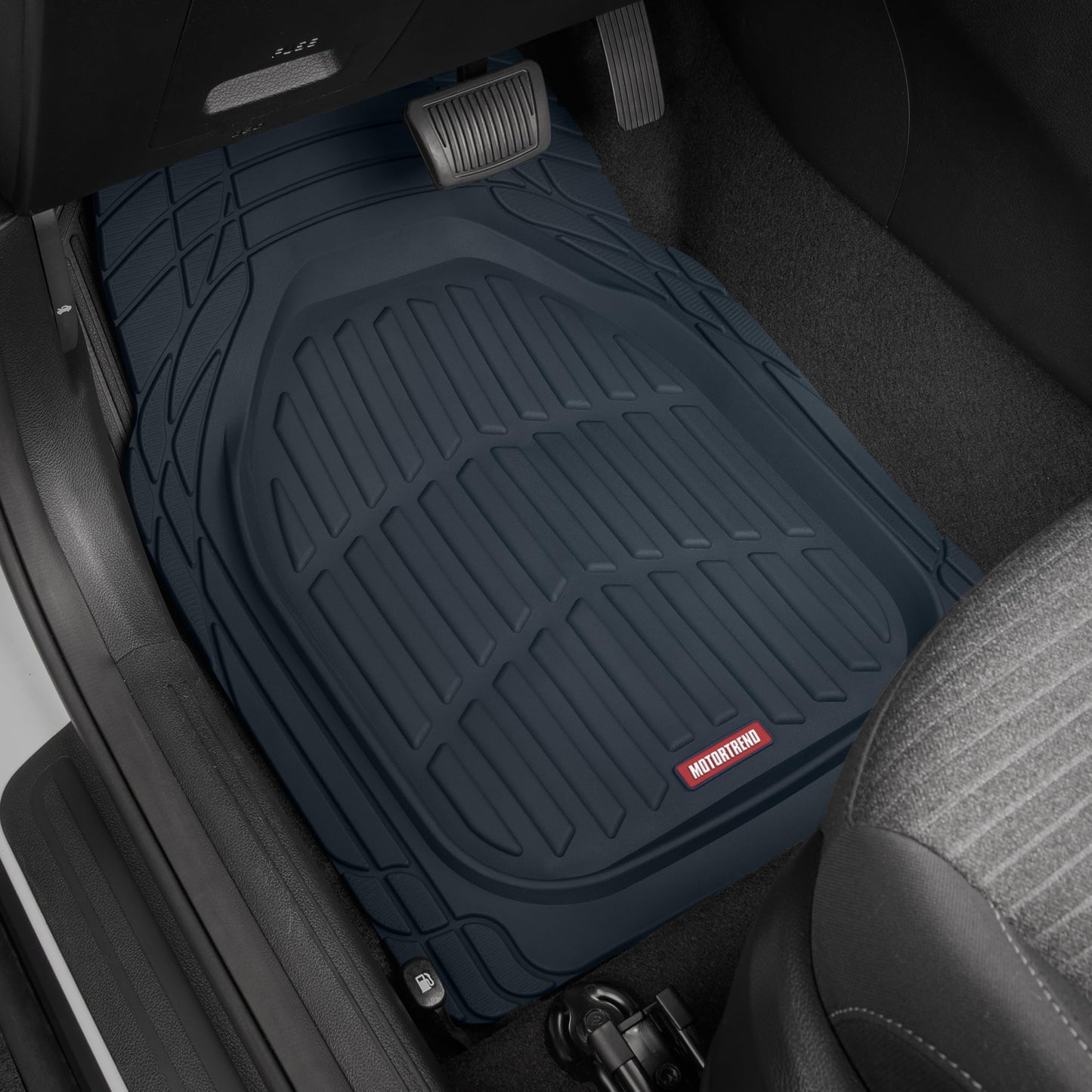 Motor Trend -2 Piece Front Car Floor Mats- Black FlexTough Contour Liners-Deep Dish Heavy Duty Rubber Floor Mats for Car SUV Truck & Van-All Weather Protection, Universal Trim to Fit