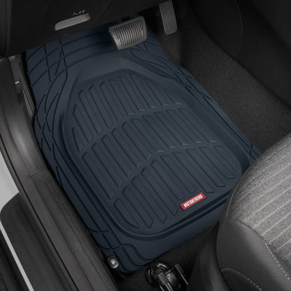 Motor Trend -2 Piece Front Car Floor Mats- Black FlexTough Contour Liners-Deep Dish Heavy Duty Rubber Floor Mats for Car SUV Truck & Van-All Weather Protection, Universal Trim to Fit