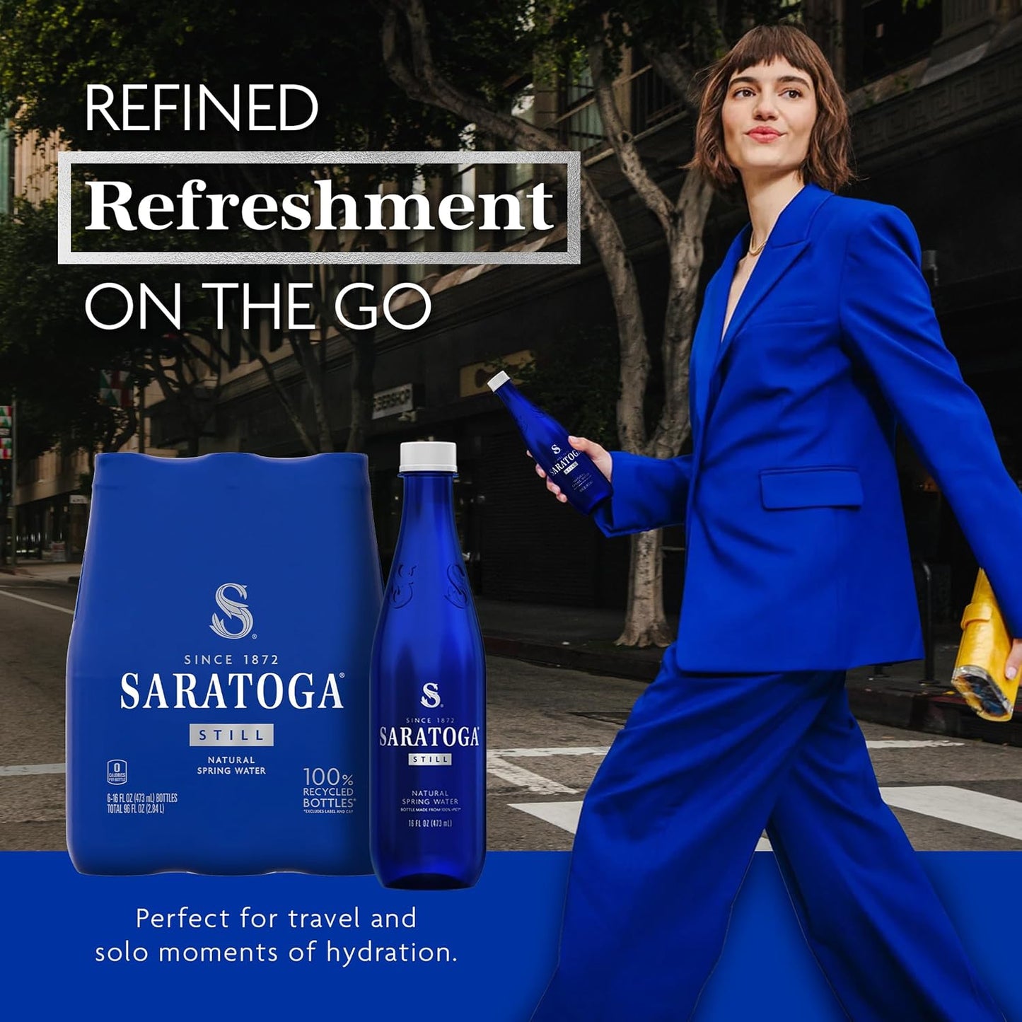 Saratoga Sparkling Water Bottles, 24-Pack – Carbonated Spring Bottled Water – Recycled PET Plastic Bottles – 16 Fl Oz