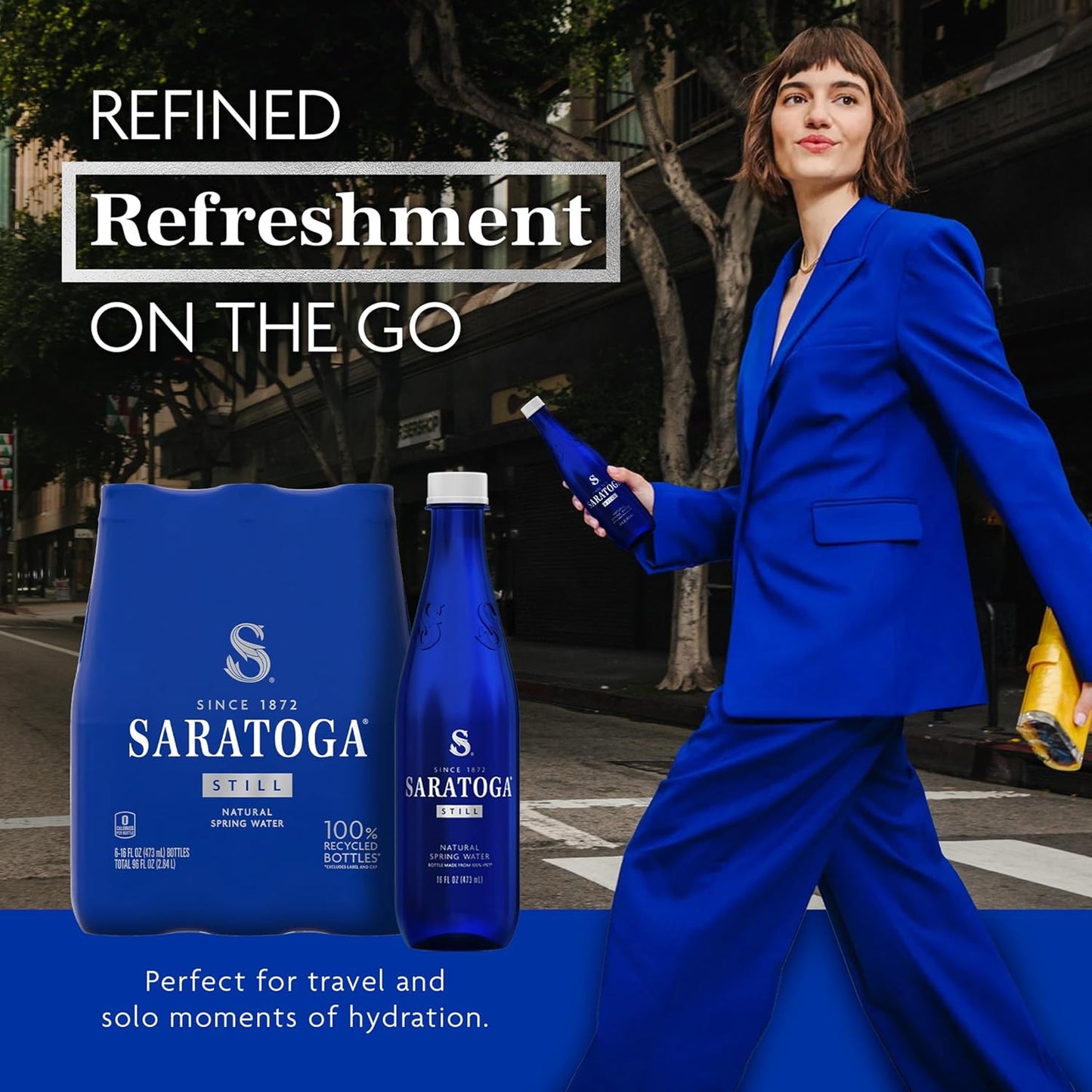 Saratoga Sparkling Water Bottles, 24-Pack – Carbonated Spring Bottled Water – Recycled PET Plastic Bottles – 16 Fl Oz