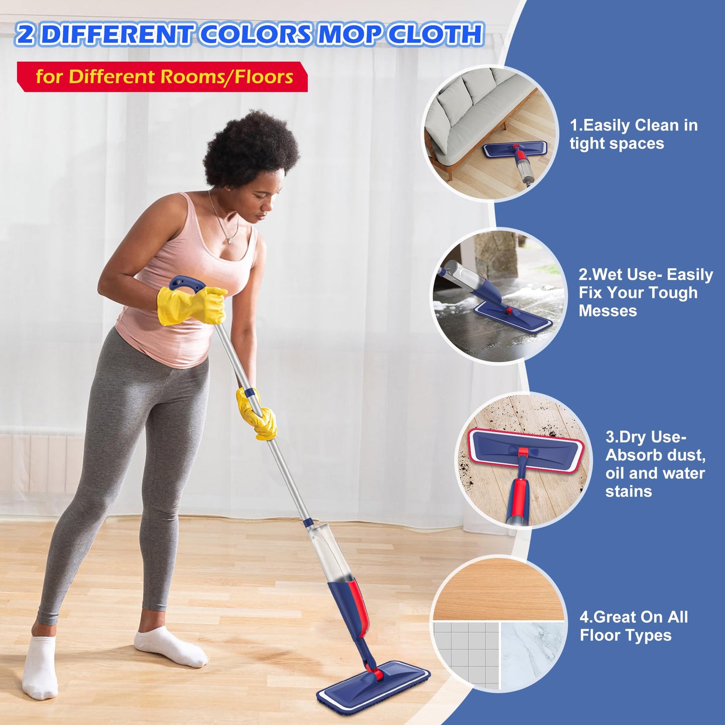 Spray Wet Mops for Floor Cleaning: Hardwood Floor Mop Refillable Dust Mop