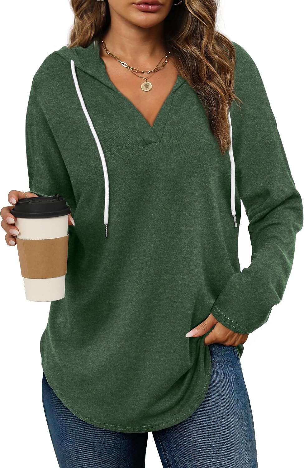 Bofell Womens Fashion Tops Hoodies for Women Pullover Oversized Sweatshirts Long SLeeve Shirts Loose Fit