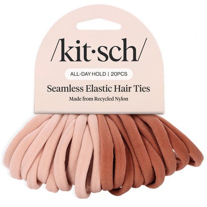 Kitsch Elastic Hair Ties No Damage | Stretchable Hair Bands - Neutral 12pcs