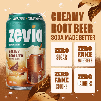 Zevia Zero Sugar Soda, Cola, 12 oz Cans (24-Pack) – Naturally Sweetened, Zero Calorie Sugar Free Soda - Non-GMO Project Verified, Gluten-Free, Vegan