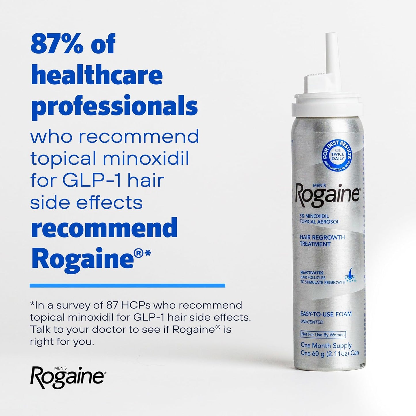 Men's Rogaine 5% Minoxidil Topical Foam, Unscented, 3 Mo Supply, 3x 2.11 Oz