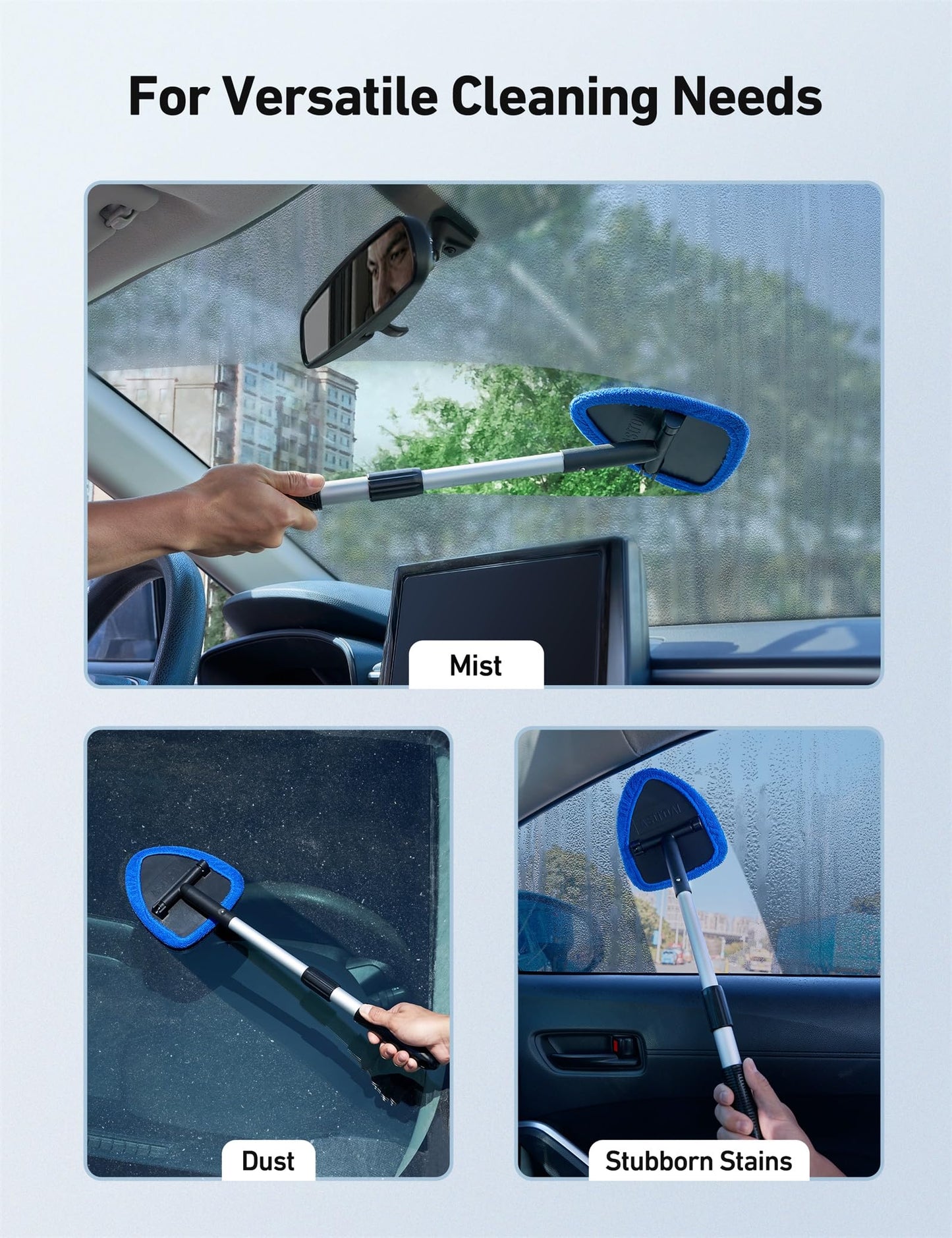 AstroAI 21" Extra-Long Windshield Cleaner Tool & Car Interior Detailing Kit