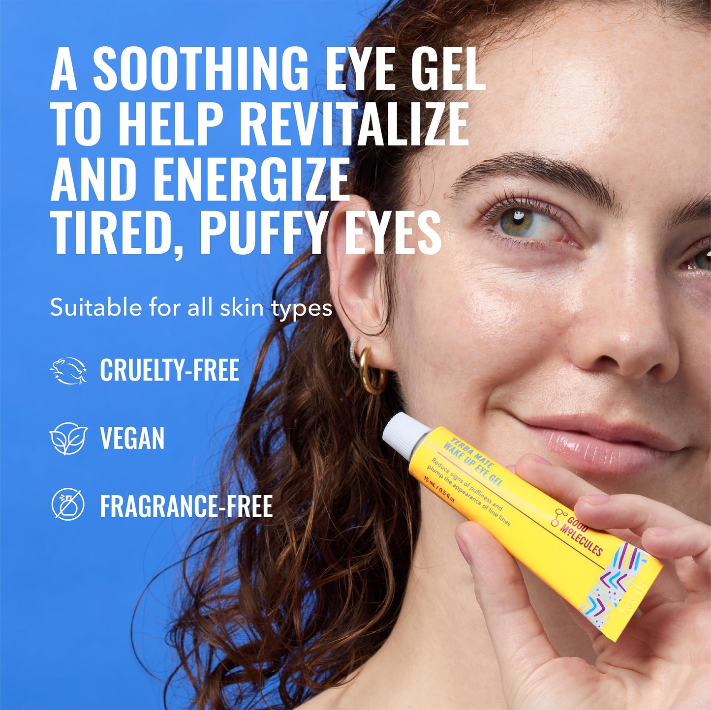 Good Molecules Yerba Mate Wake Up Eye Gel Pack 2 – 15 ml Each | Hydrating Under Eye Gel with Hyaluronic Acid & Caffeine for Dark Circles and Puffiness