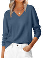 ANRABESS Women’s Fall Long Sleeve V Neck Lightweight Sweaters Top