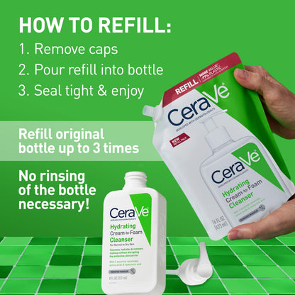 CeraVe Hydrating Cream To Foam Cleanser, Face Wash for Dry Skin, 8 Fl Oz (Pack of 12)