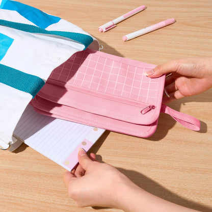 Sooez Large Pencil Case, Pencil Pouch, Pencil Bag, Pencil Box, Pink & Plaid