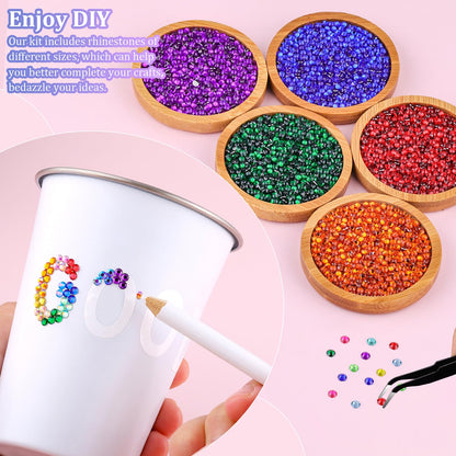 Rainbow Flatback Rhinestones for Crafting and 3PCS B7000 Glue (Set 1), 2 Boxes of 4500 PCS Resin Rhinestones Gems Charms for Bedazzling DIY Crafts Tumblers Shoes Fabric Clothing Nail Art
