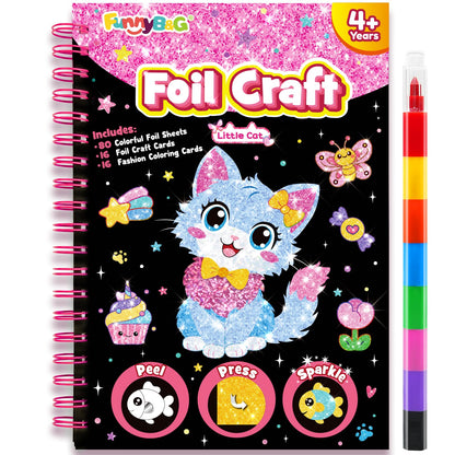 FUNNYB&G Foil Art Craft Kit for Kids, Sparkly Birthday Gift Toy for Boys