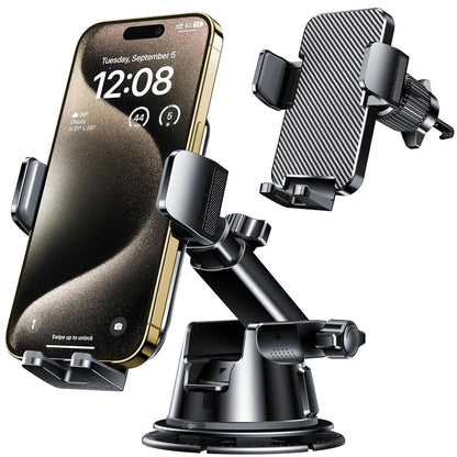 Qifutan Dash Mounted Holders Phone Holders for Your Car Phone Mount for Car Dashboard Windshield Air Vent Universal Desk Mounts Hands Free Automobile Cell Phone Holder Fit for iPhone Smartphone