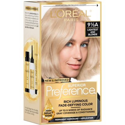 L'Oreal Paris Superior Preference Luminous Fade-Defying Permanent Hair Color, Hair Dye For Up to 9 Weeks of Radiance, Medium Brown 5, 1 Hair Dye Kit