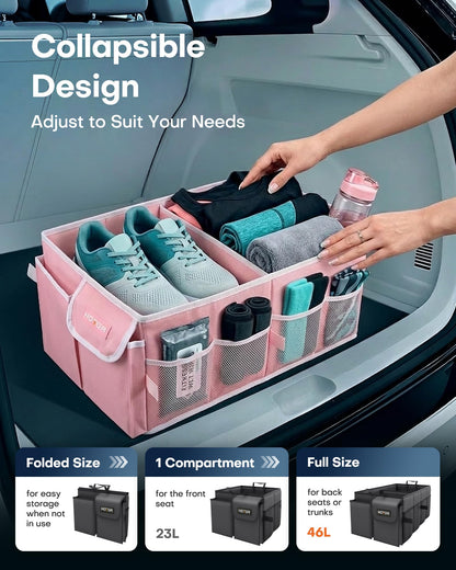 HOTOR Trunk Organizer - Foldable Car Organizer for SUVs & Sedans Storage