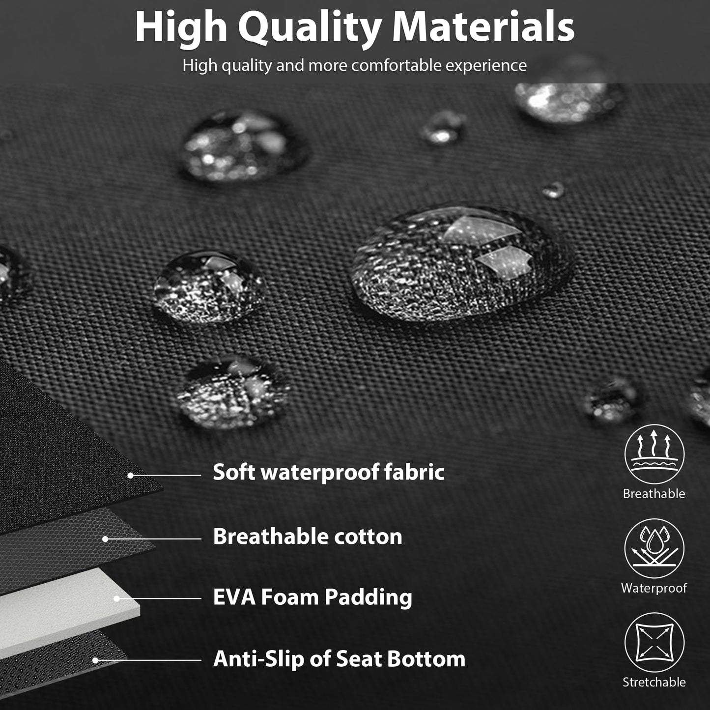 CAR PASS Waterproof Car Seat Covers Front Seats Only with 5mm Composite EVA, Neoprene Car Seat Cover with Separate Headrest Cover, Quick Setup Universal Fit for Car SUV Trucks,Airbag Compatible（Gray