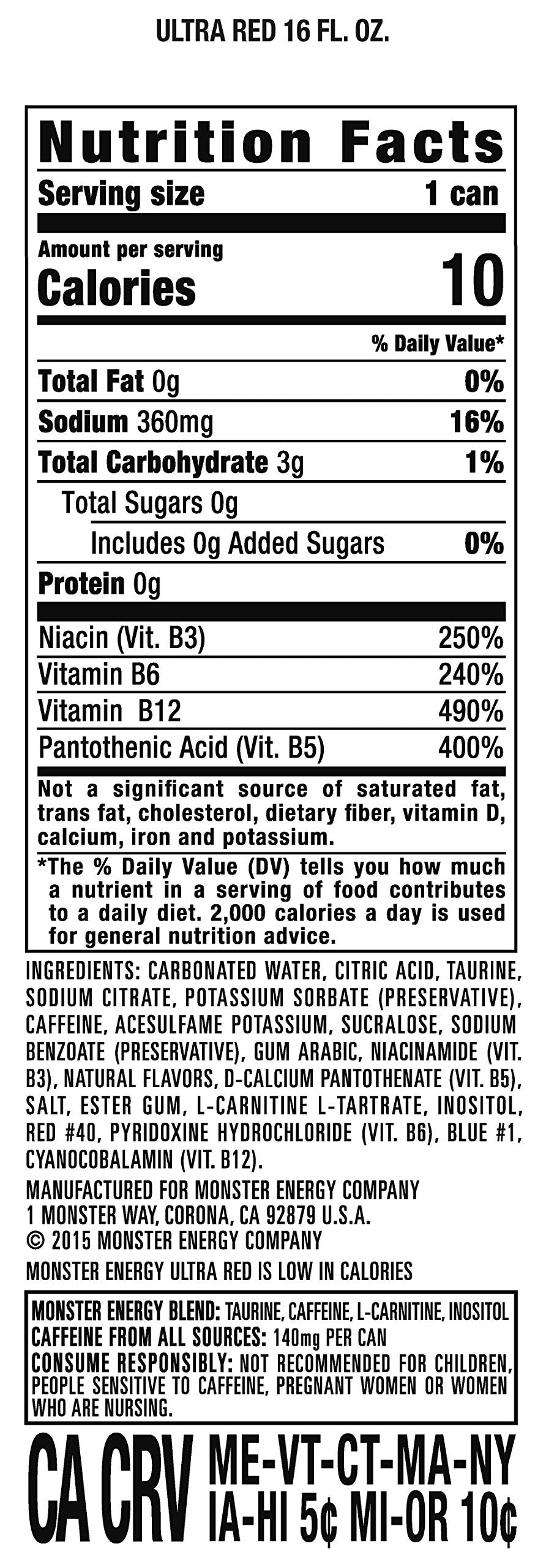 Monster Energy Zero Ultra, Sugar Free Energy Drink, 16 Ounce