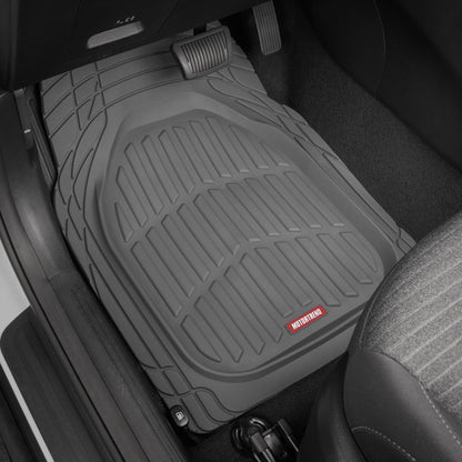 Motor Trend -2 Piece Front Car Floor Mats- Black FlexTough Contour Liners-Deep Dish Heavy Duty Rubber Floor Mats for Car SUV Truck & Van-All Weather Protection, Universal Trim to Fit