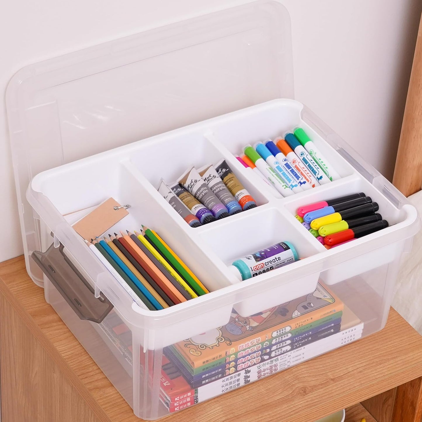 Citylife 6Qt 4Packs Clear Craft Organizers and Storage BOX, Sensory Bins