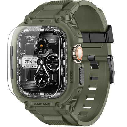 amBand Bands Compatible with Apple Watch 9/8/7/6/5/4 & SE 3/2/1 45mm/44mm Case for Men, M1 Sport Series Rugged Case Protective Cover for iWatch SE3/SE2/6/SE/5/4 44/45 mm Men Black