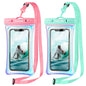 CACOE Floatable Waterproof Phone Pouch 2 Pack Up to 7.0",White+Blue