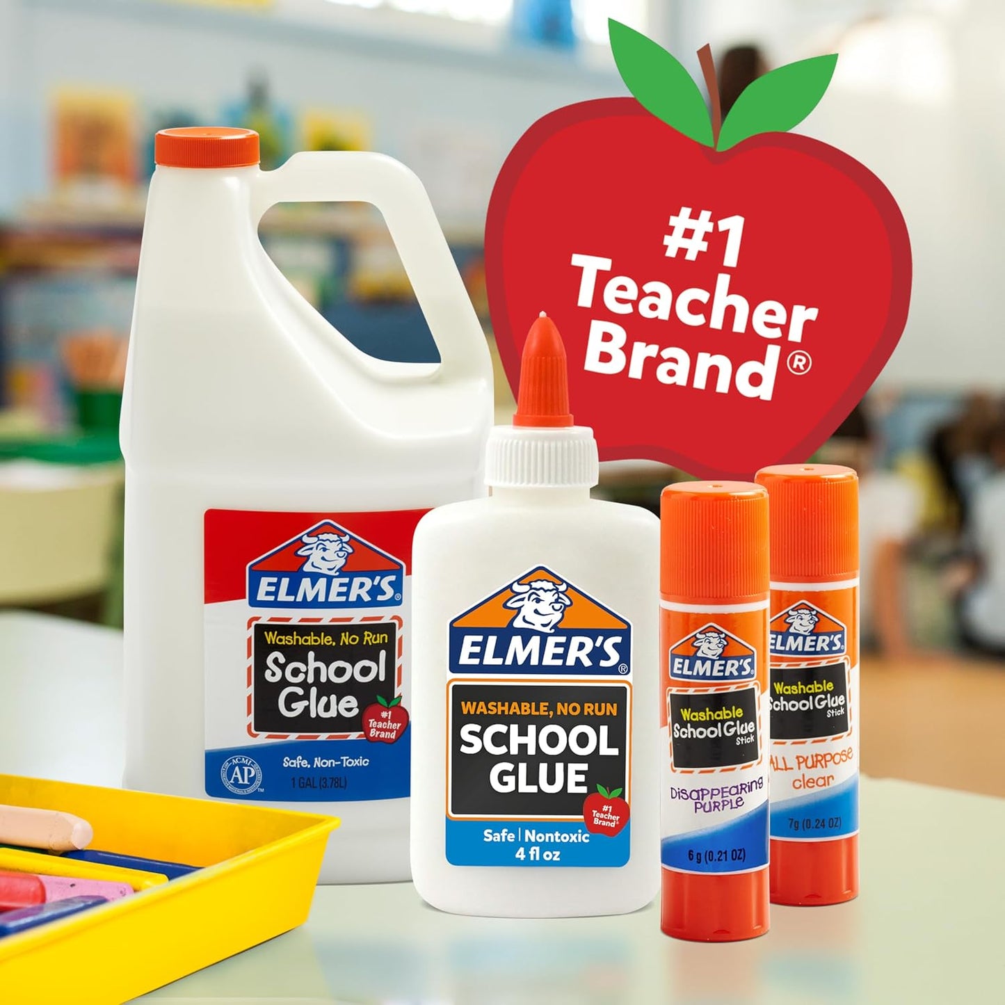 Elmer's Disappearing Purple School Glue Sticks, Washable, 22 Grams, 3 Count - Poster, Vision Board, Back to School Supplies, #1 Teacher Brand