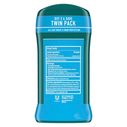 Degree Men Original Antiperspirant Cool Rush Twin Pack Sweat 2 Pack 2.7 oz