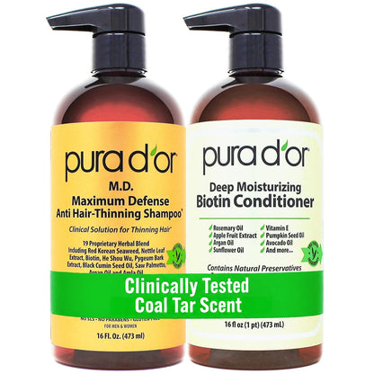 PURA D'OR Deep Moisturizing Biotin Hair Regrwoth Conditioner Thickens, Softens, & Moisturizes Dry, Frizzy, Damaged Hair w/Argan Oil, Pumpkin, Rosemary, Honeysuckle, Vitamin E, Men & Women, 16oz