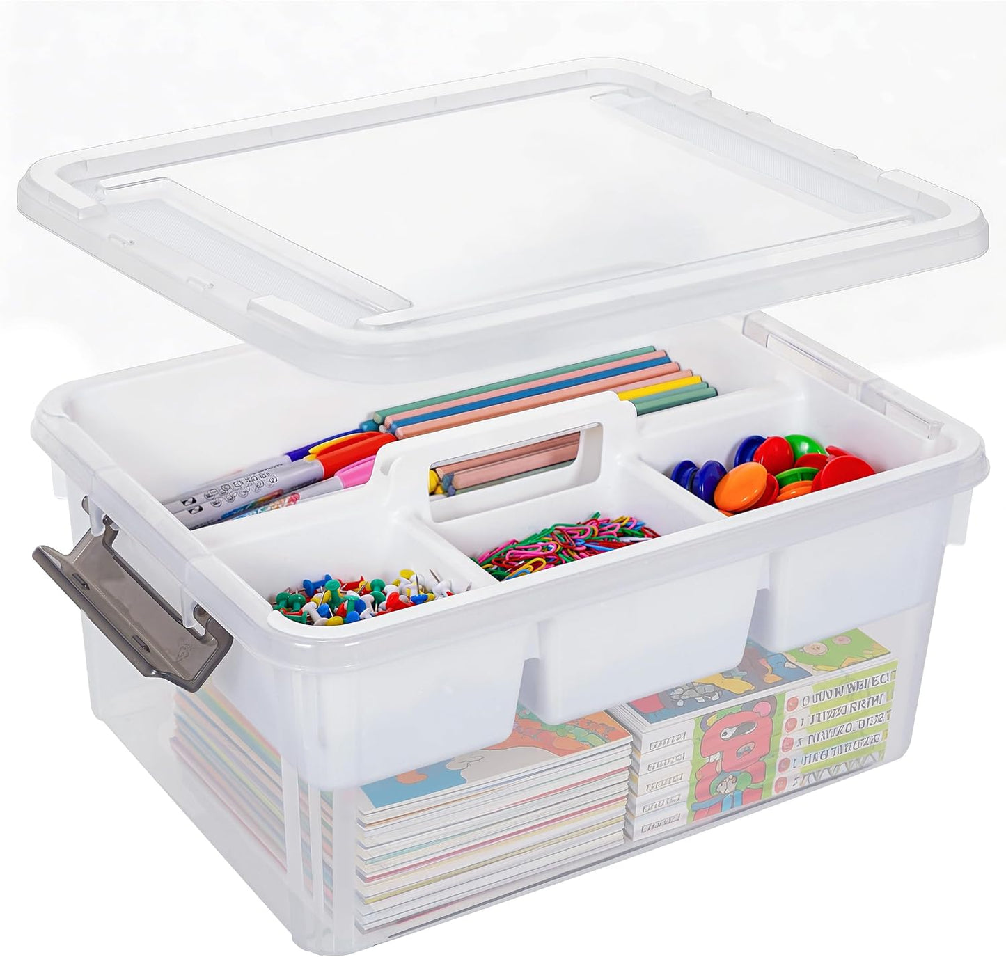 Citylife 6Qt 4Packs Clear Craft Organizers and Storage BOX, Sensory Bins