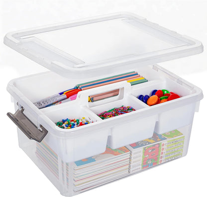 Citylife 6Qt 4Packs Clear Craft Organizers and Storage BOX, Sensory Bins