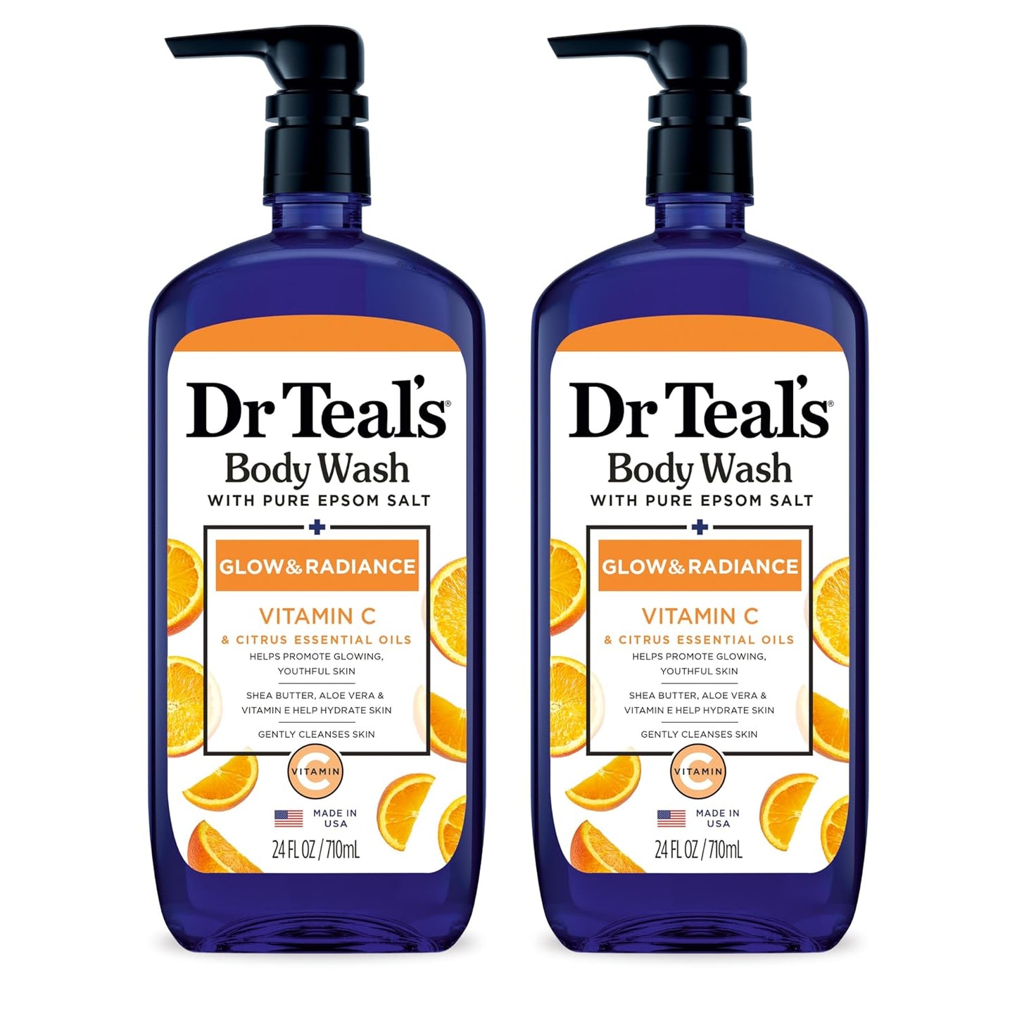 Dr Teal's Body Wash with Pure Epsom Salt, Relax & Relief with Eucalyptus & Spearmint, 24 fl oz (Pack of 2)