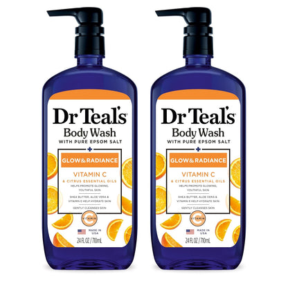 Dr Teal's Body Wash with Pure Epsom Salt, Relax & Relief with Eucalyptus & Spearmint, 24 fl oz (Pack of 2)