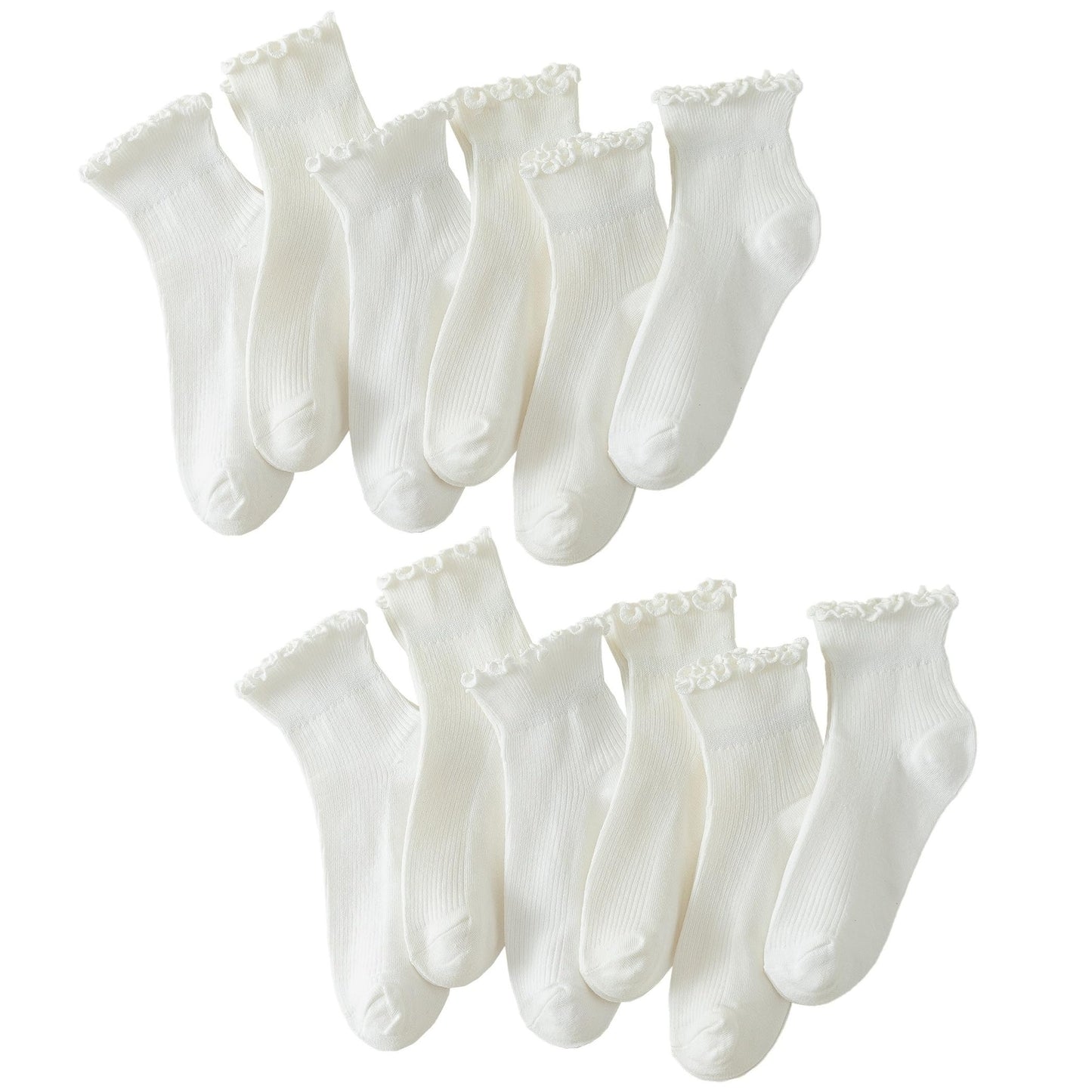 Hstyle 6 Pairs of Ruffle Socks Women, Cute Ruffle Ankle Socks
