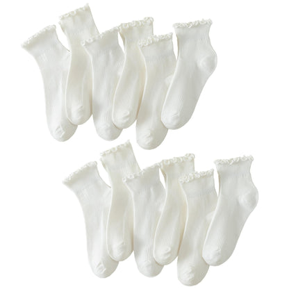 Hstyle 6 Pairs of Ruffle Socks Women, Cute Ruffle Ankle Socks