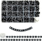 Looconi 810pcs Gold Letter Beads Square 6x6mm White Cube Acrylic Alphabet A-Z with Heart Pattern and Crystal Line for Jewelry Making
