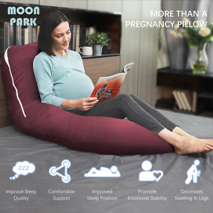 MOON PARK Pregnancy Pillows for Sleeping - U Shaped Full Body Maternity Pillow with Removable Cover - Support for Back, Legs, Belly, HIPS - 65 Inch - Aquamarine