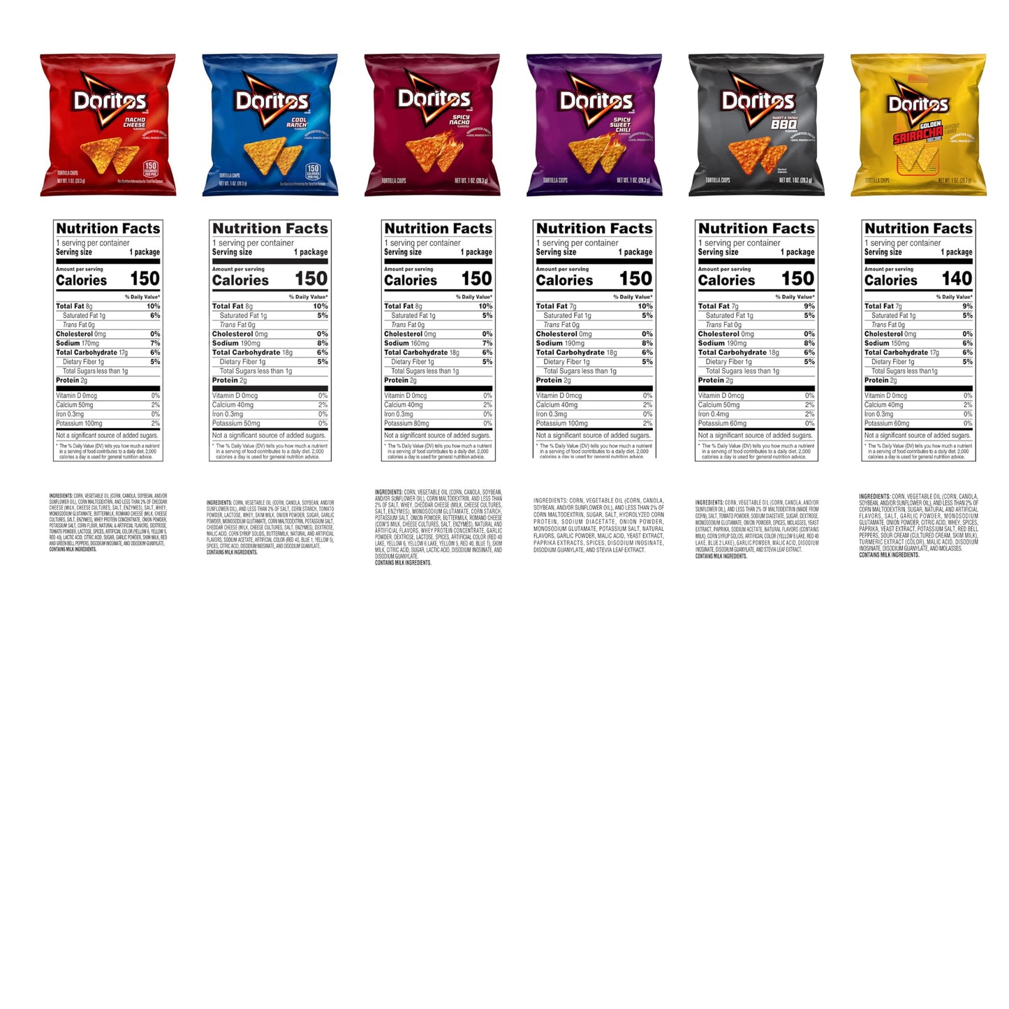Doritos Flavored Tortilla Chips, Nacho Cheese, 1 Ounce (Pack of 40)
