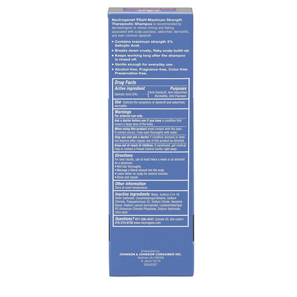 Neutrogena T/Sal Therapeutic Dandruff Shampoo, Scalp Build-Up Control, 3% Salicylic Acid,Psoriasis Treatment, Seborrheic Dermatitis Shampoo, Clears Flakes, Fragrance Free, 4.5 fl oz | Scalp Build-up Shampoo, 3% Salicylic Acid, Scalp Psoriasis Treatment, S
