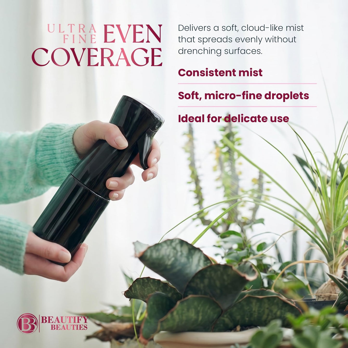 BeautifyBeauties Continuous Spray Bottle for Hair, 6..8 oz Mister Spray
