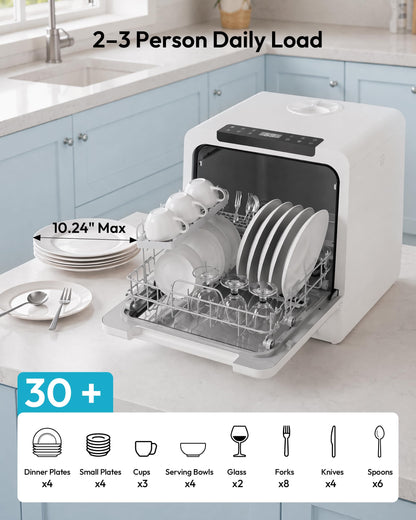 EUHOMY Countertop Dishwasher Portable, 8 Programs with 5L Tank, Black, 40dB