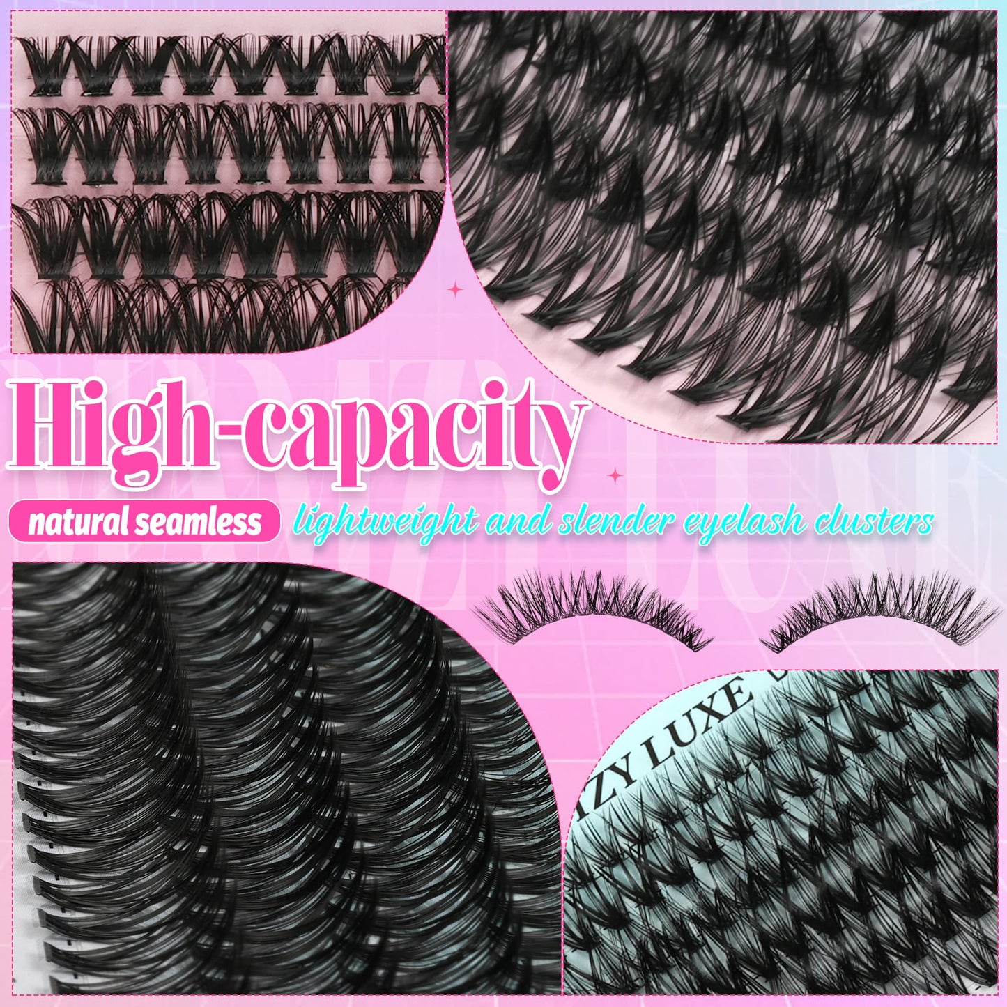 Lash Clusters Wispy 100D Eyelash Clusters 10-18mm Fluff Cluster Eyelash Extensions D Curl No Plastic Feel Individual Lashes Extension 204 Pcs Versatile False Eyelashes Clusters