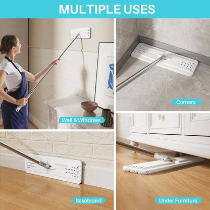 JOYMOOP Wall Mop and Bucket Set, Hands-Free Flat Floor Mop with 3 Washable Microfiber Pads, Wet and Dry Use, Ideal for Home and Commercial Floor Cleaning