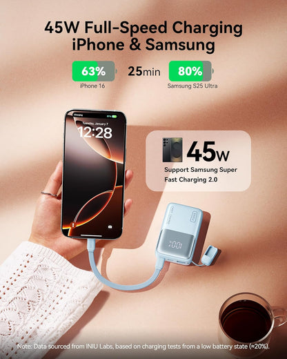 INIU Portable Charger, Ultra Mini 10000mAh 45W Fast Charging Power Bank