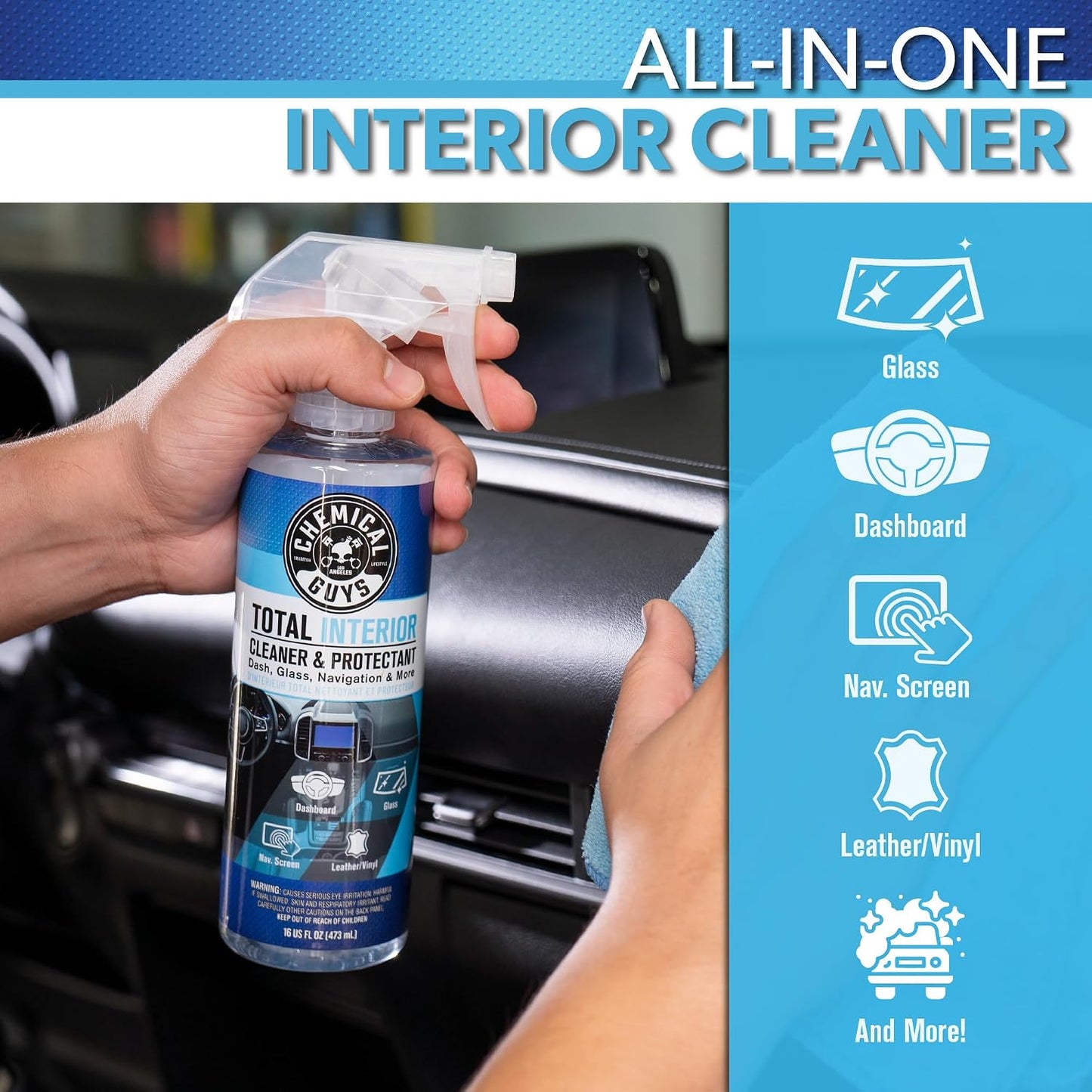 Chemical Guys, Total Interior Cleaner, Protectant & Car Detailer, 16 oz
