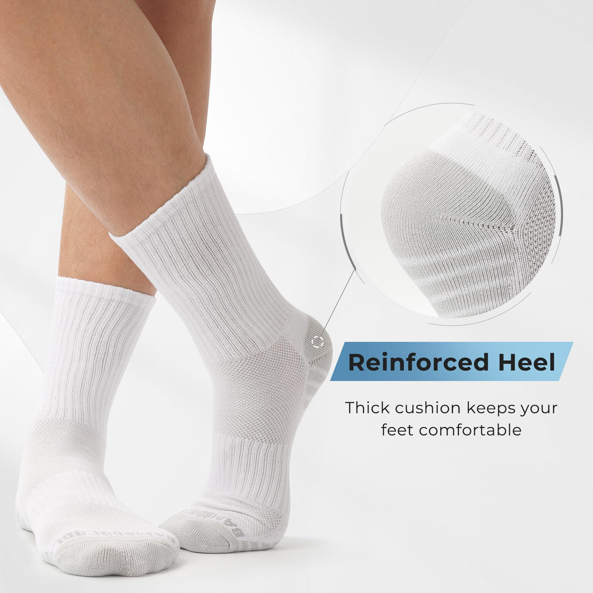 BAMBOO COOL Men's Crew Socks Athletic Cushioned Moisture Wicking 6 Pairs