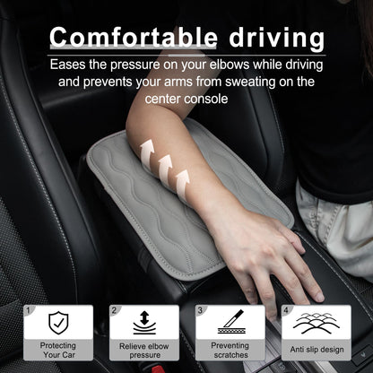 Amiss Car Center Console Cover, Upgraded Leather Car Armrest Cushion with 2 Storage Pockets, Universal Waterproof Cushion Pad, Non-Slip Car Interior Accessories, Fits Most Sedans SUVs Trucks (Black)