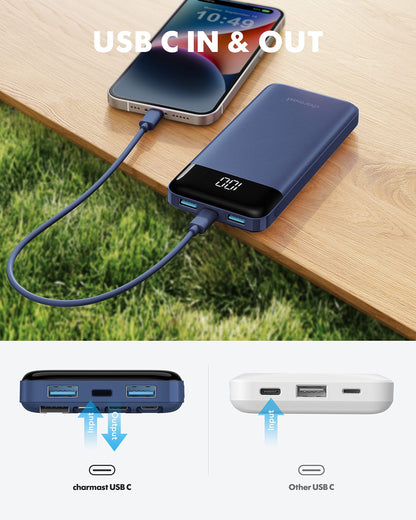 charmast Power Bank Portable Charger with Reinforced Built-in 4 Cables