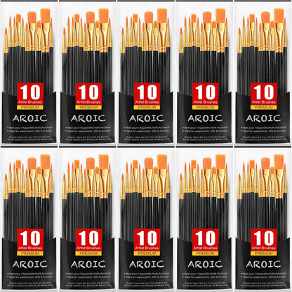 AROIC 10 Pcs Paint Brushes, Acrylic Oil Watercolor Painting Brush Set